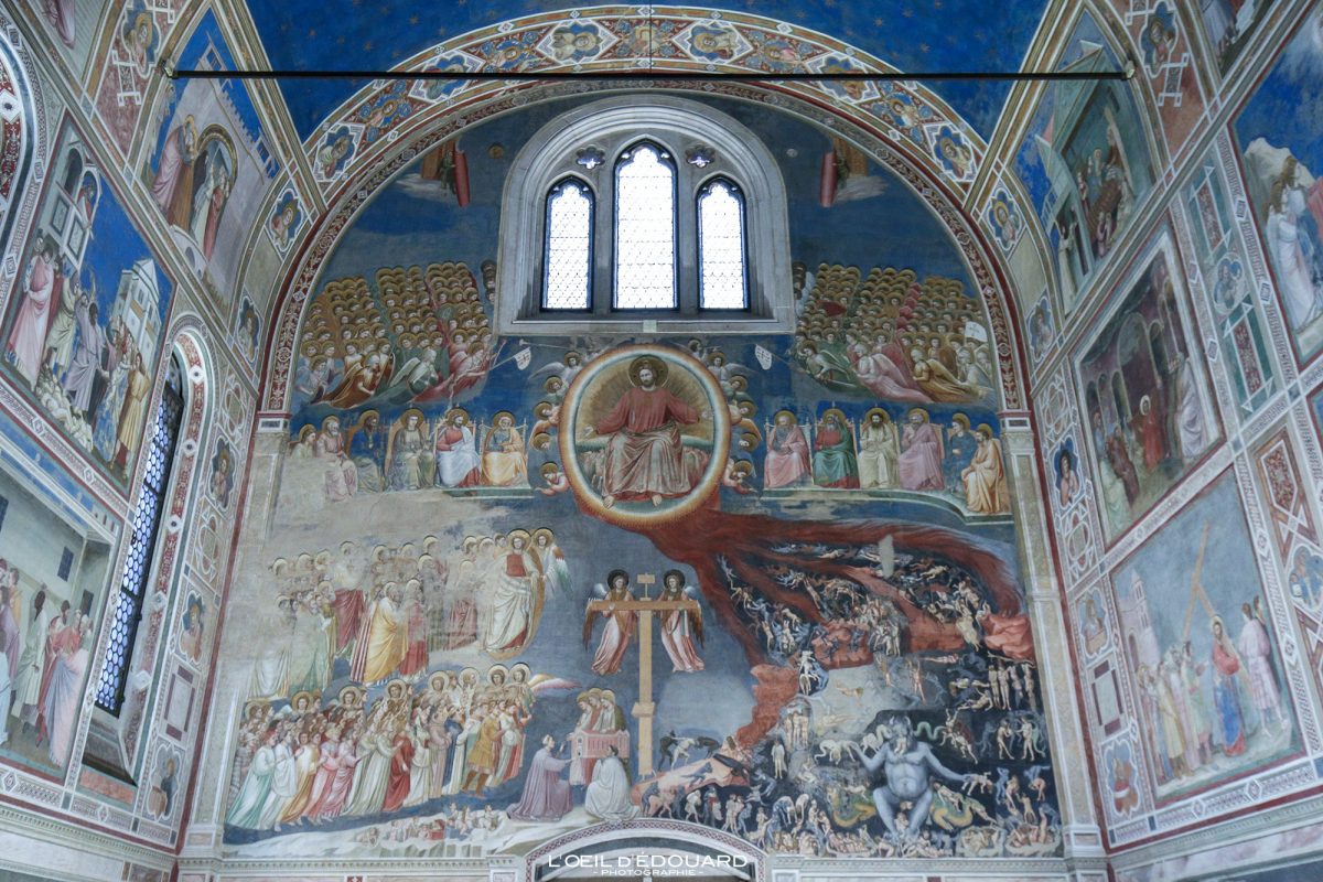 O Último Julgamento - Giotto Fresco Interior Capela Scrovegni, Pádua Itália - O Último Julgamento Capela Scrovegni Pádua Itália Itália O Último Julgamento Arte da Parede Renascentista Italiana
