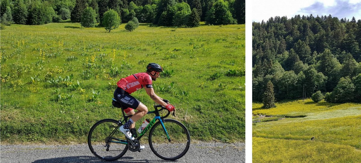 Bicicleta de corrida de ciclismo Massif de la Chartreuse Isere Alps França - Paisagem de montanha ao ar livre Alpes franceses Bicicleta de corrida de paisagem de montanha
