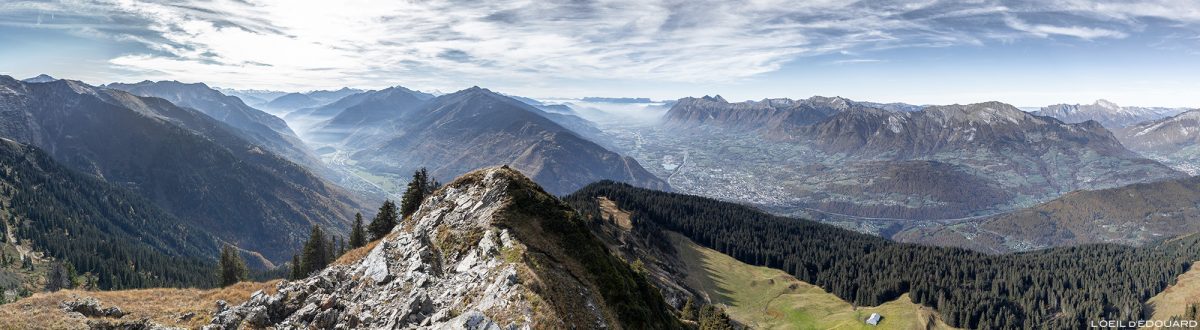 Vista panorÃ¢mica do topo do Roche Pourrie, Savoy: Albertville, Massif des Bauges - paisagem de montanha alpina