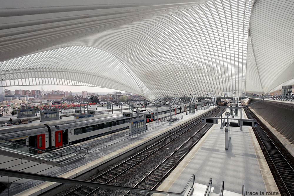 Arquitetura Guillemins Station Liège - Santiago Calatrava - Plataformas com teto de vidro abobadado