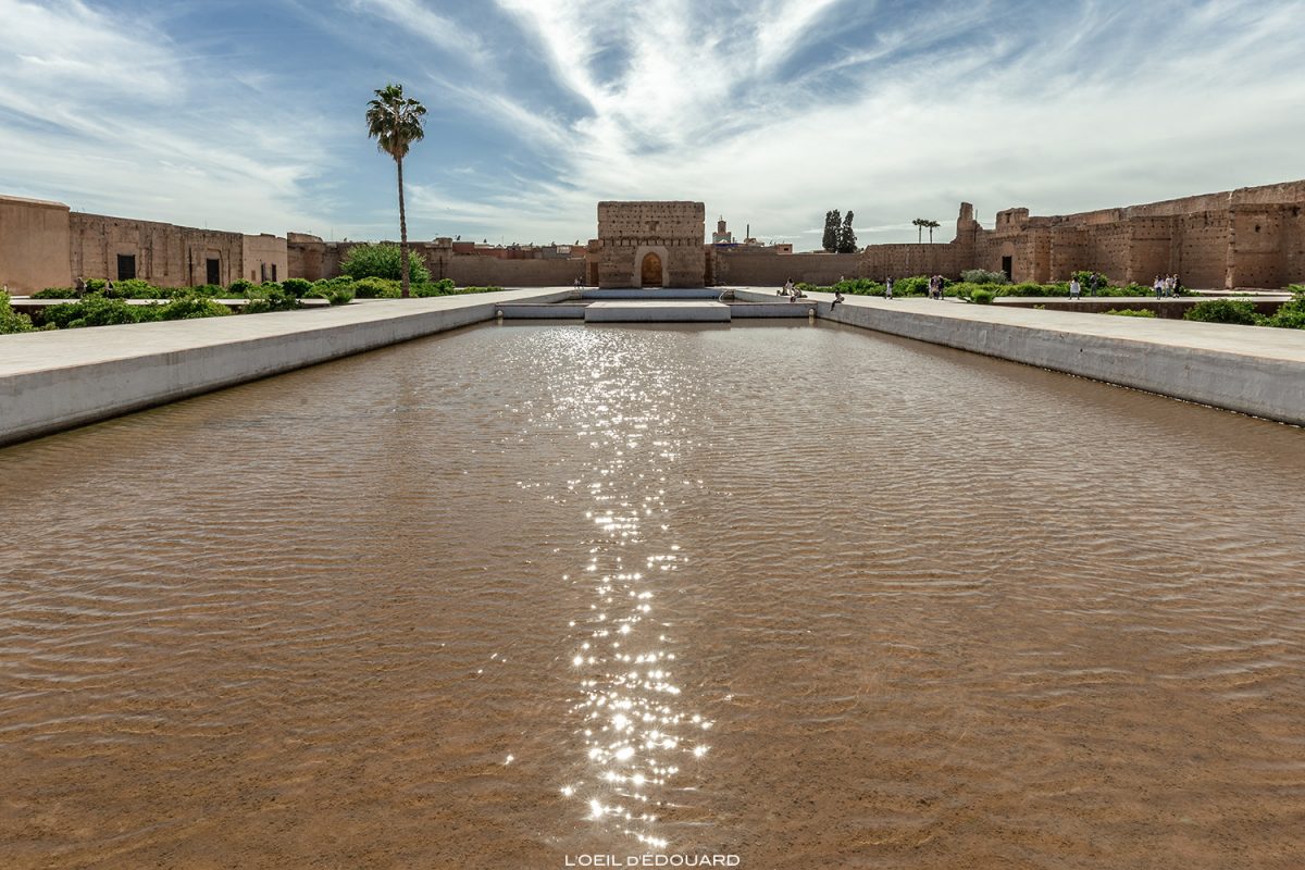 Pátio da bacia do Palácio Badi em Marraquexe, Marrocos / Marraquexe Maroc